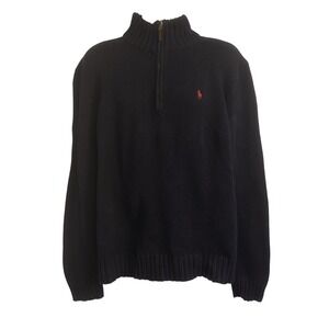 Polo Ralph‎ Lauren Mens XL 1/4 Zip Pullover Sweater Estate Rib Blue Preppy Pony